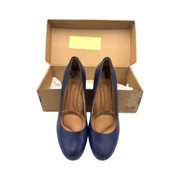 NWT Söfft Navy Myka Leather Comfort Heels Size 8.5 M w/Box - Picture 1 of 9